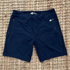 Roots Navy Athletic Shorts 9'' Men’s L Jersey Zip Pockets Drawstring NWOT Canada